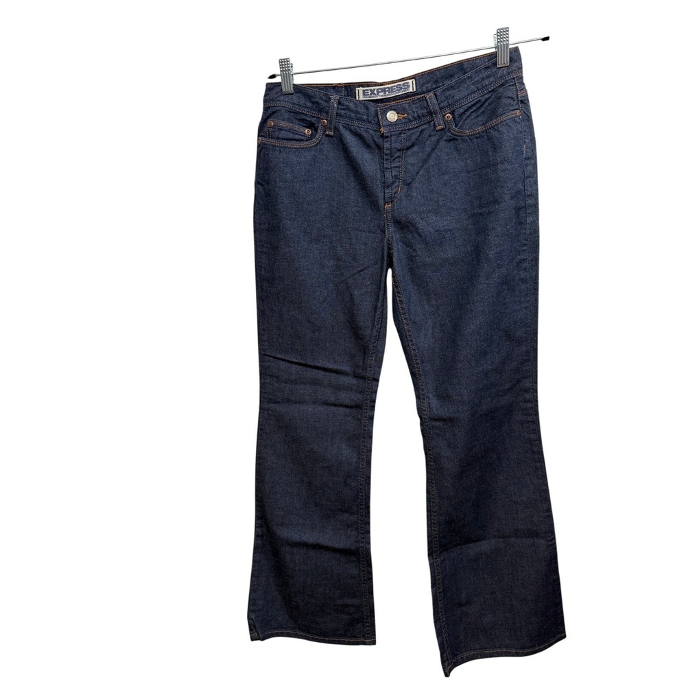 Express Precision Fit Hipster Flare Jeans Womens 7/8 S Dark Wash Cotton Y2K NWT